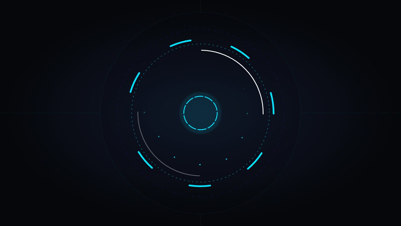 Abstract Digital HUD Interface With Rotating Circular Elements