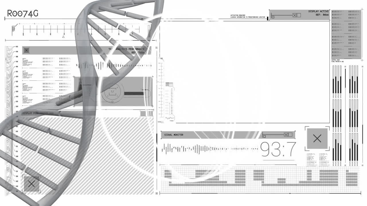 데이터 처리에 대한 dna 가닥의 애니메이션