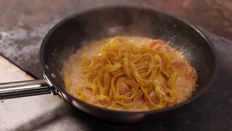 cooking pasta with shrimp