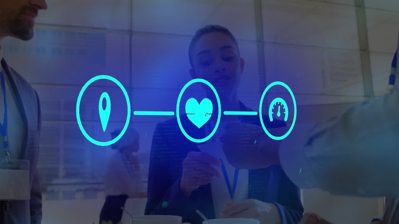 비즈니스 동료에 대한 아이콘과 연결 네트워크의 애니메이션