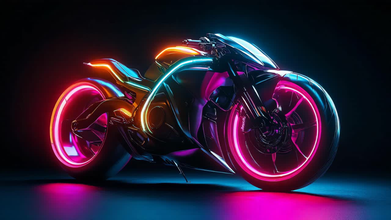 Neon Futuristic Motorcycle