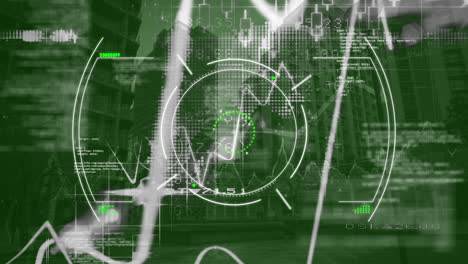 Animation-Des-Scope-Scannens-Und-Der-Datenverarbeitung-über-Der-Stadtlandschaft