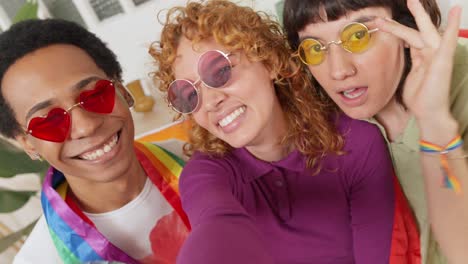Group selfie with pride celebration