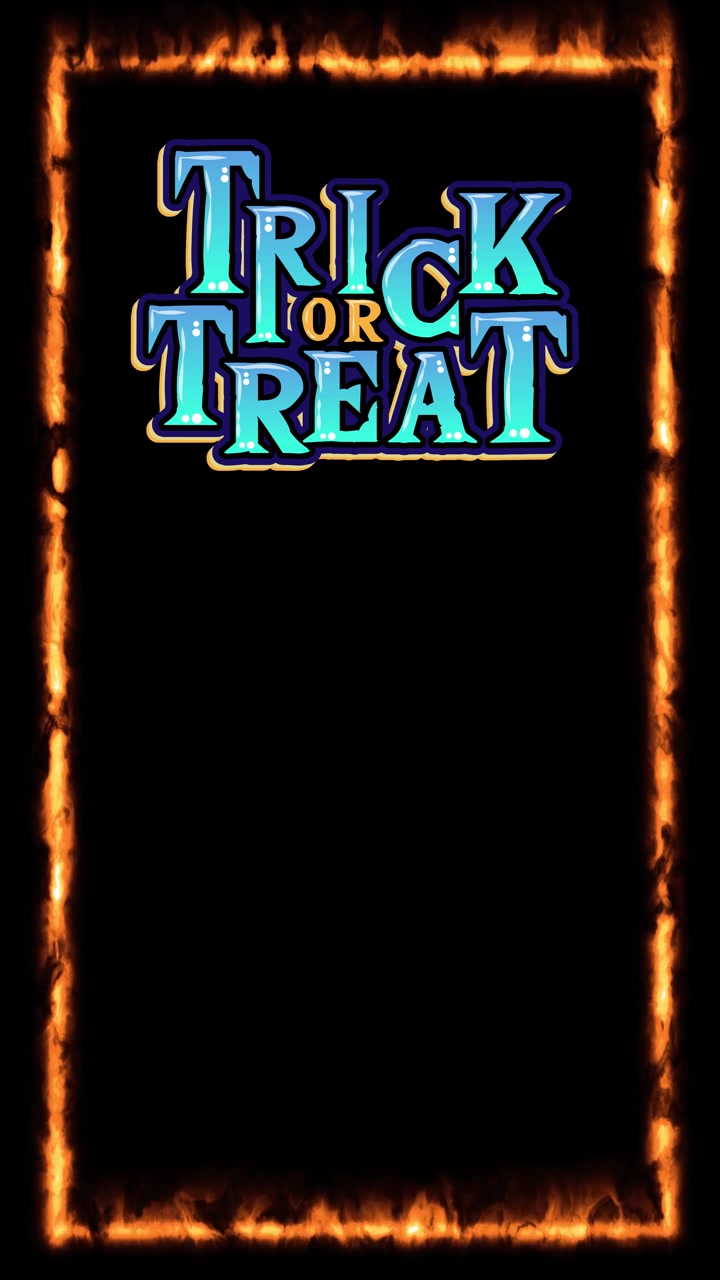 Stylized holiday text sits within a glowing fire border against a dark vertical background.