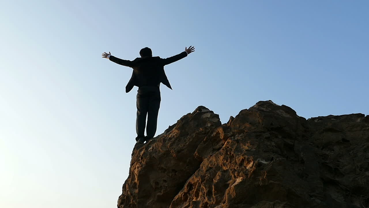 Businessman on Mountain Top
