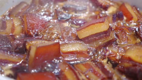 carne de cerdo rayada, cocina del sur de china carne curada; carne de cerdo seca
