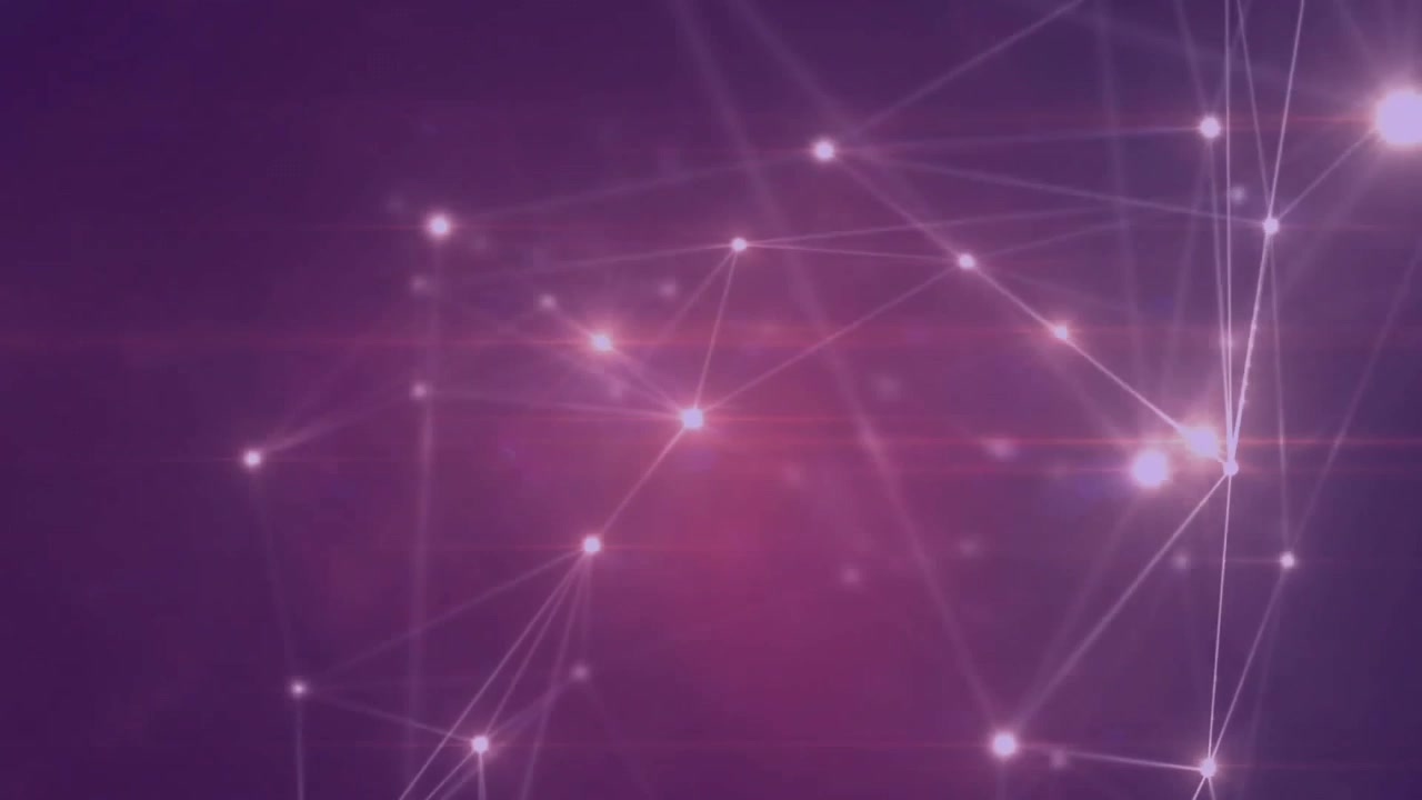 Animation of network of connections with glowing spots over dark background