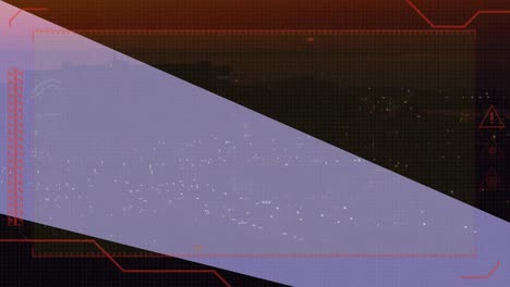 도시 풍경 위의 디지털 화면의 애니메이션