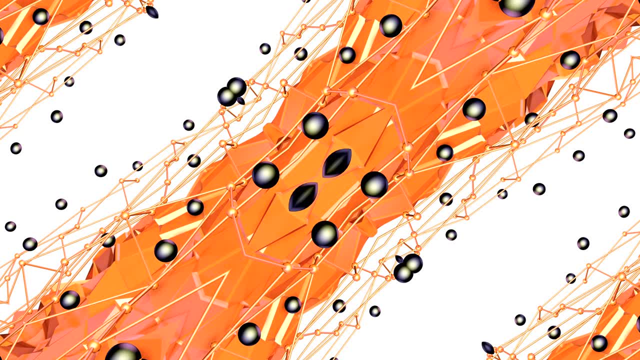 추상적인 간단한 3d 배경은 오렌지 색상, 낮은 폴리 스타일, 현대적인 기하학적 배경 또는 칼레도스코프 효과의 수학적 환경으로 4k uhd 또는 fullhd 시엄리스 루프입니다.