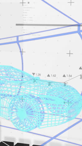 Animation of statistics processing over 3d car model