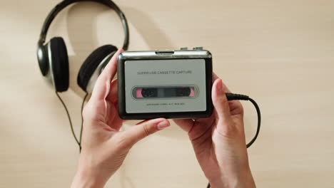 vintage cassette player with headphones