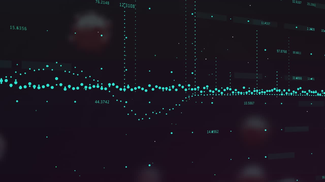 Animation of graph with numbers over floating infected cell against abstract background