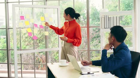 business people work on project planning board