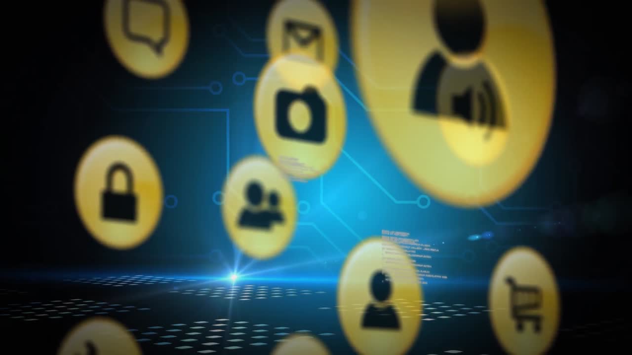 animación de redes amarillas en fondo azul