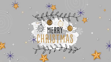 Animation-of-merry-christmas-text-over-christmas-decorations-on-white-background