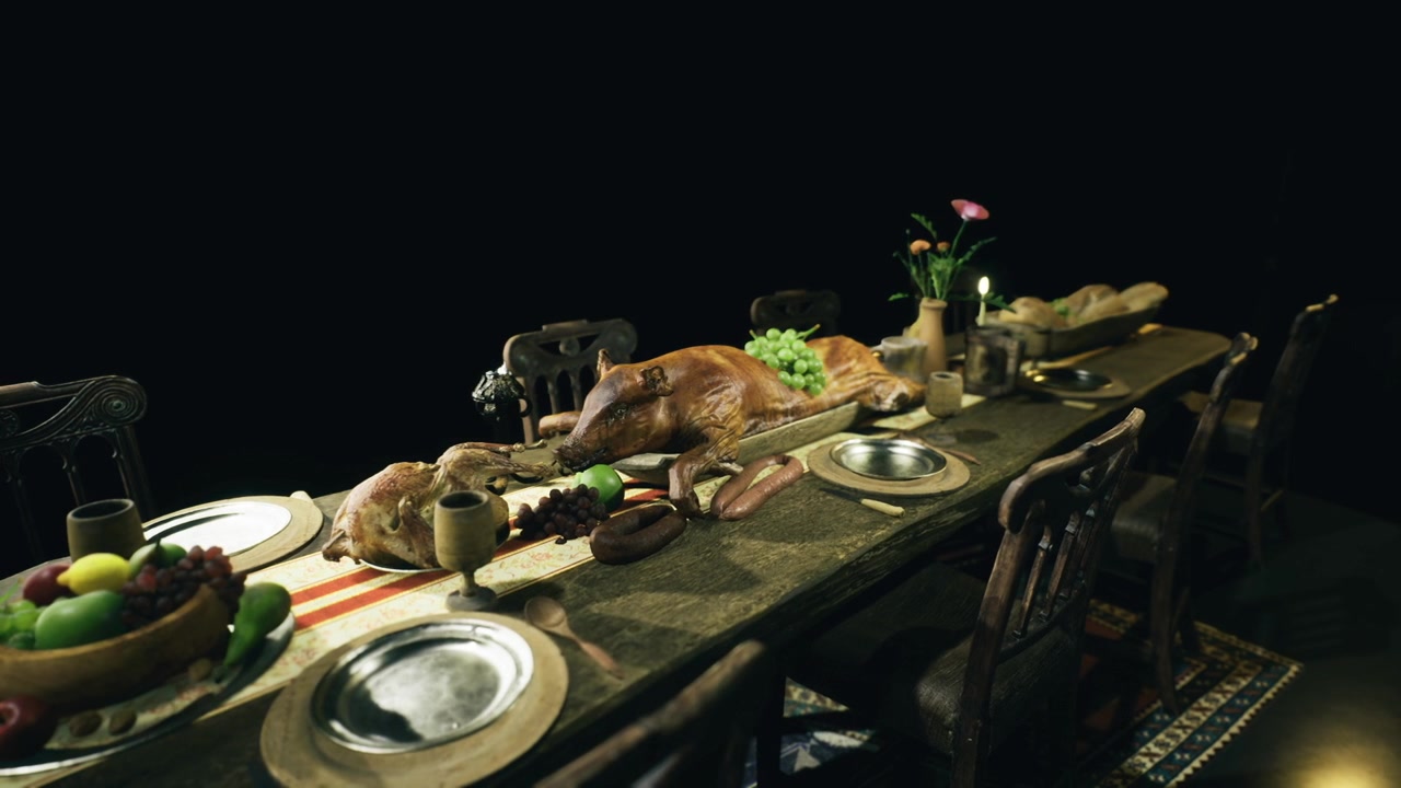 Exquisite presentation of baked turkey on stylish restaurant setting