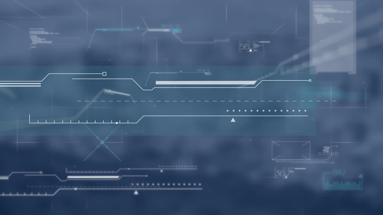 Animation of data processing over blurred background