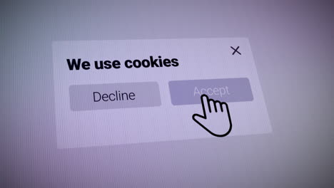 mouse cursor clicking accept cookies notification on a website