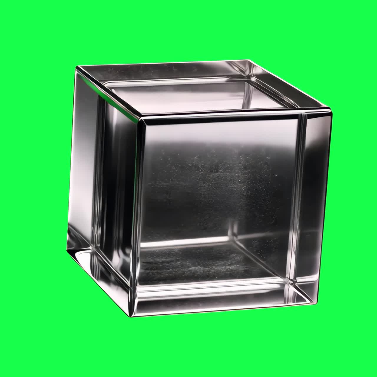 Transparent cube animation, transparent 4K video, green screen
