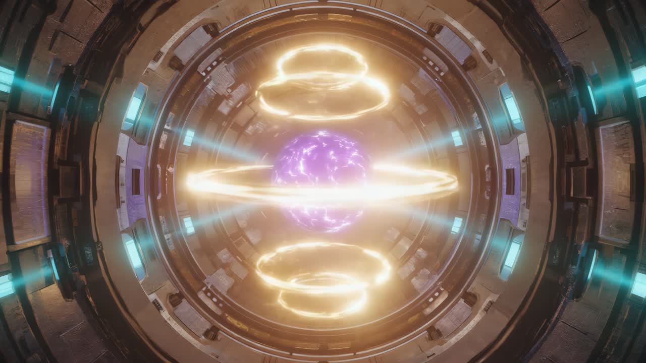Futuristic Energy Core with Glowing Purple Orb