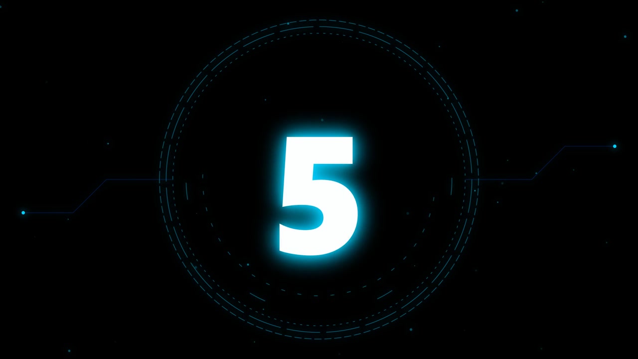 Digital Countdown Timer with Glowing Blue Numbers