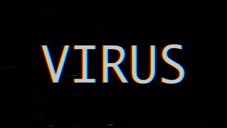 glitching virus warning text animation, with dark glitching background