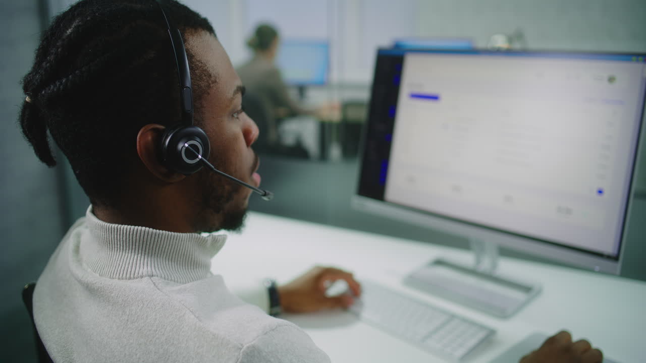 Customer Service Representative Working at a Call Center