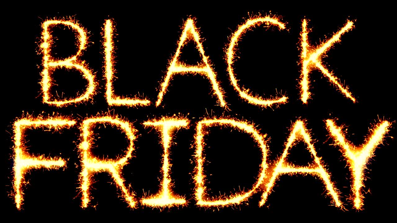 블랙 프라이데이 텍스트 스파커 글리터 스파커 불꽃놀이 루프 애니메이션