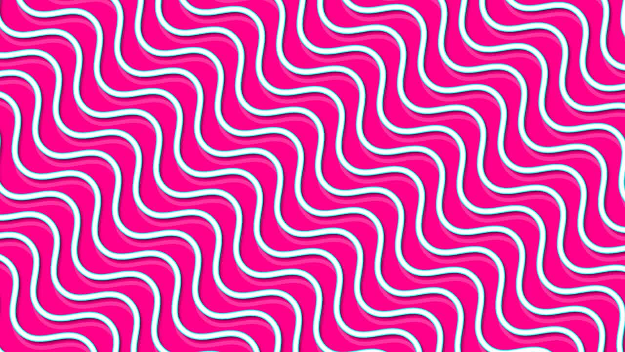 movimiento de líneas blancas curva ondulada bucle sin costuras imágenes de animación patrón plantilla textura abstracto en fondo rosa