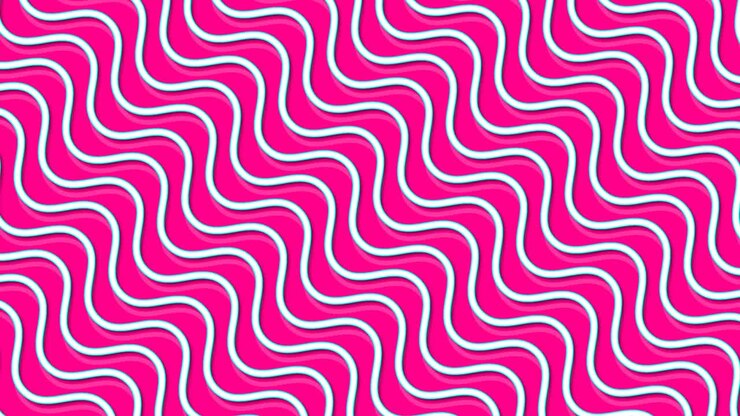 Movimento di linee bianche curve e ondulate, animazione fluida e senza interruzioni in loop, con pattern, template e texture astratta su sfondo rosa