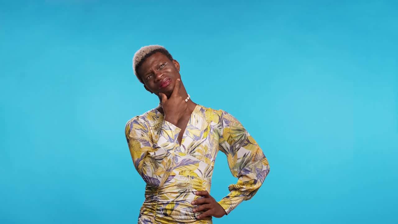 African American transgender person thinking over problem