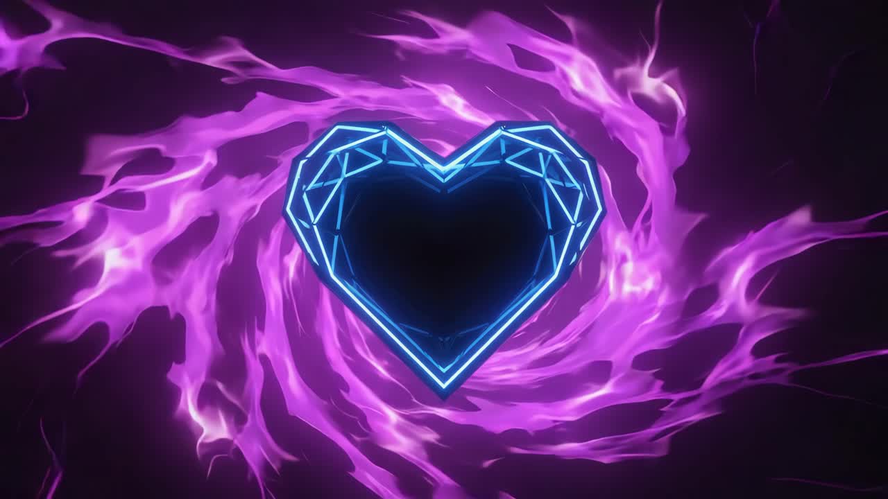 Neon Heart in a Purple Tunnel