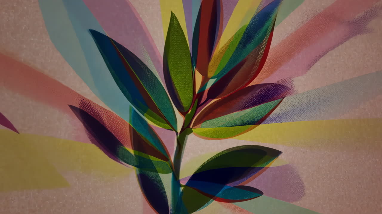 Abstract Colorful Plant with Translucent Overlapping Colors