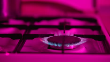 gas stove burner with pink light