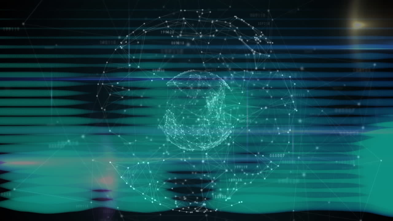 animación del globo con filas de líneas y red de conexiones