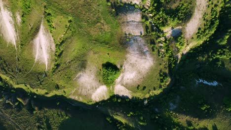 aerial view of rolling hills and grassland