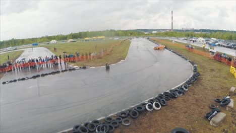 drifting competition on a rainy track