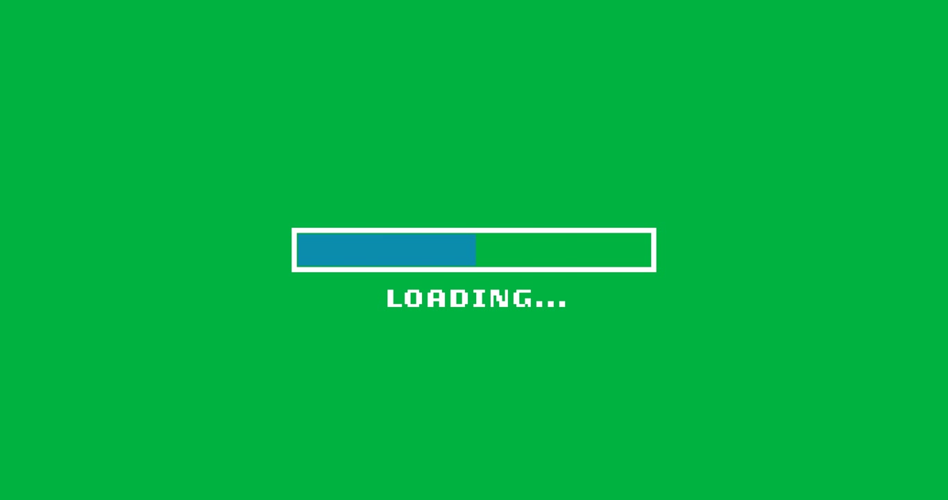 Animation of blue loading bar on black background