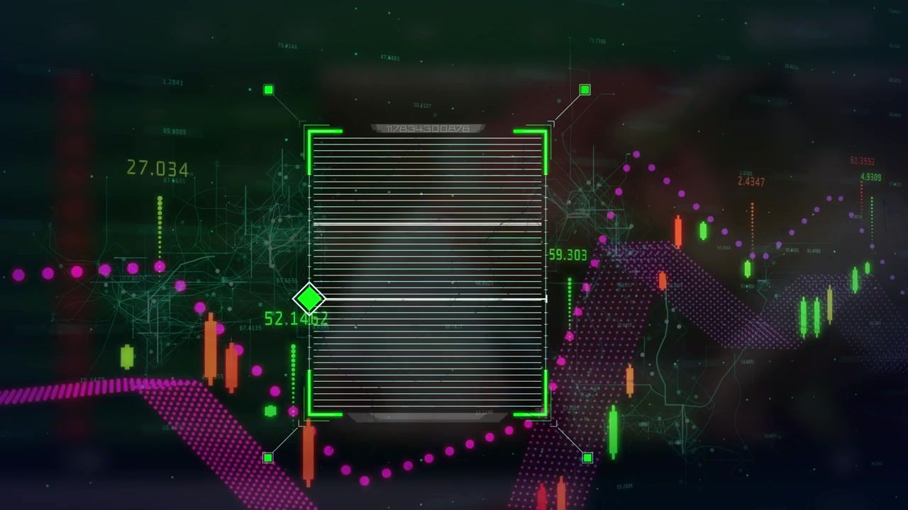 Animation of data processing on black background
