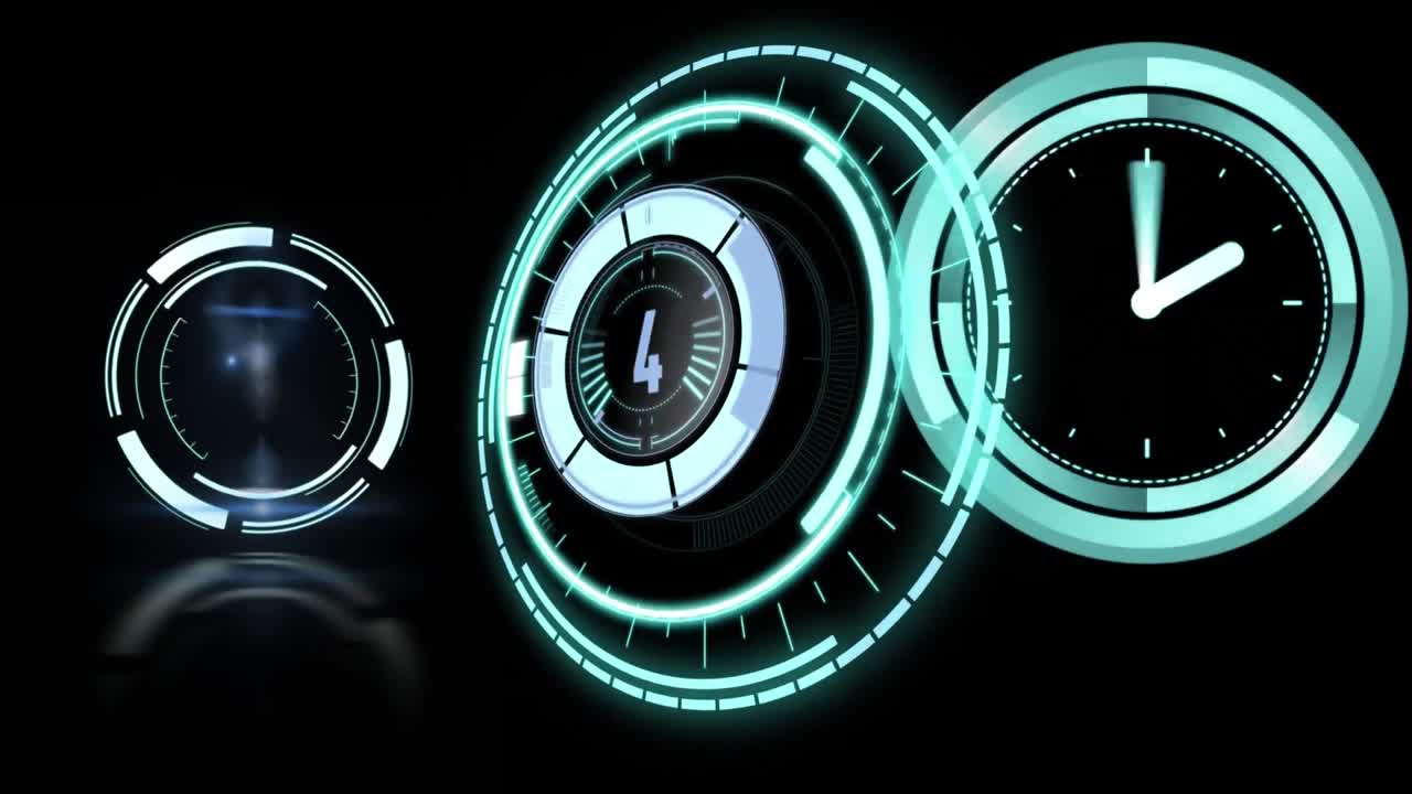 검은 바탕에 시계와 카운트다운