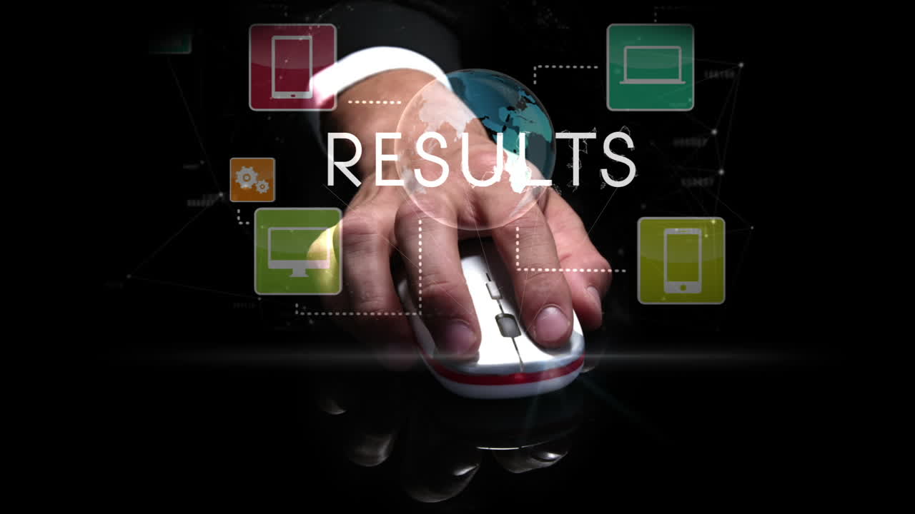 Hand on a computer with digital animation