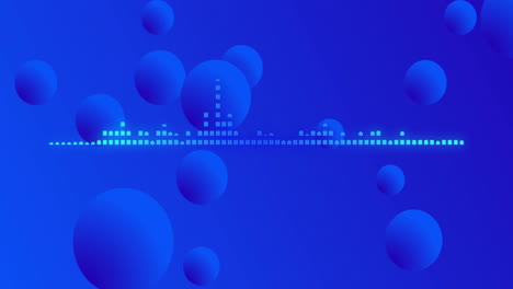 audio equalizer bars floating in abstract digital space, with glowing 3d spheres drifting