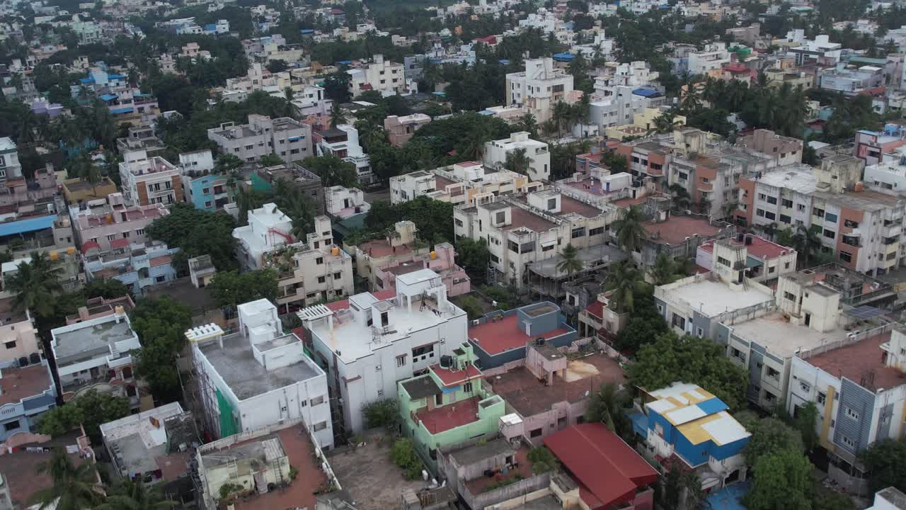 Aerial footage of a south Indian city's residential area