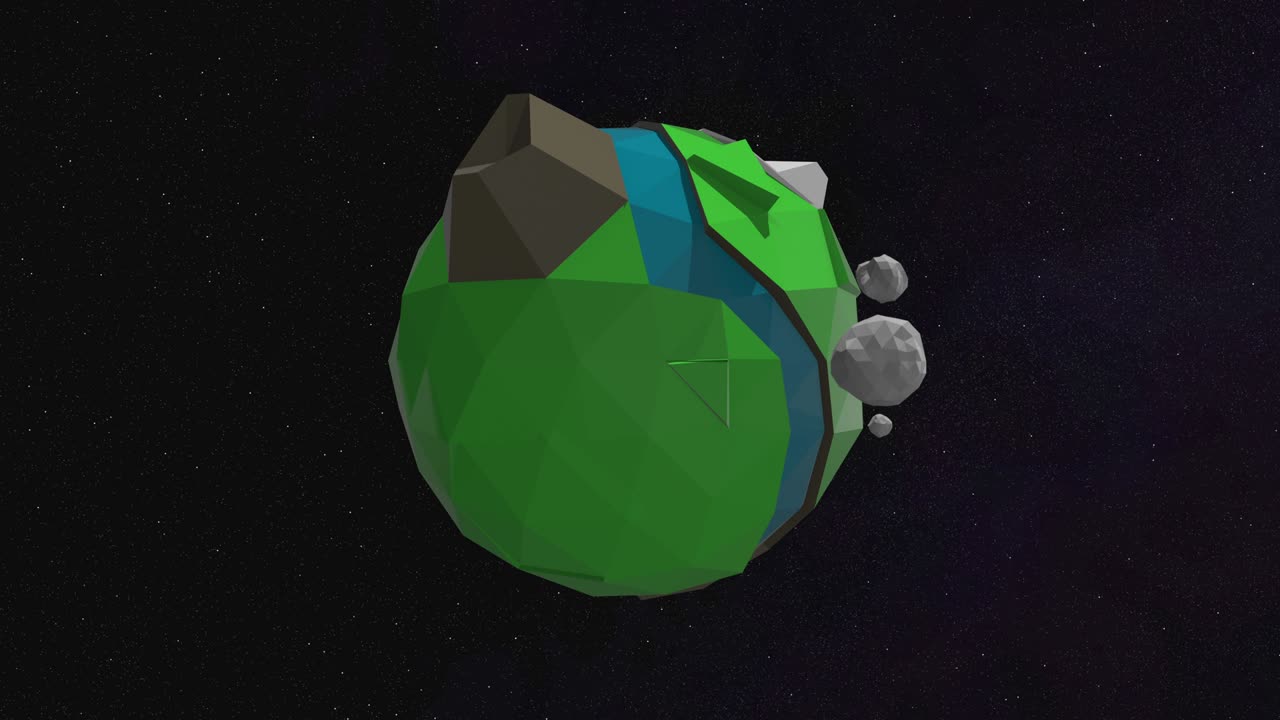 vista espacial del planeta tierra en estilo de dibujos animados hacer girar sobre el fondo oscuro estrellado.