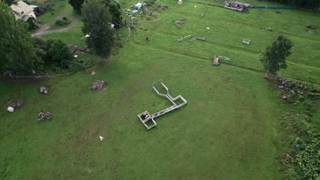 aerial view of sheep herding dog training area, finland, scandinavia