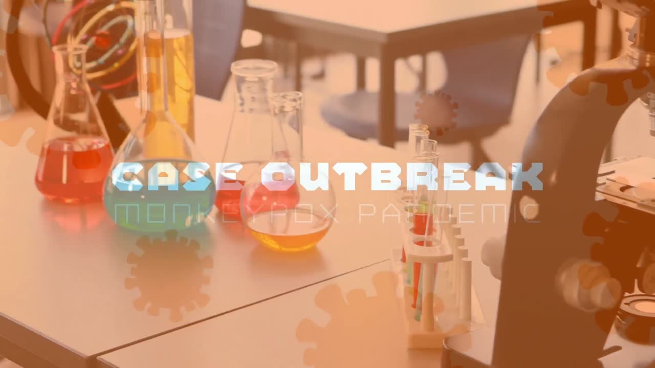 실험실과 현미경 위에서 원이 천연두의 애니메이션