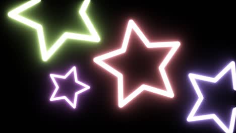 glowing neon background. blinking lights of stars shape. 4k seamless loop animated