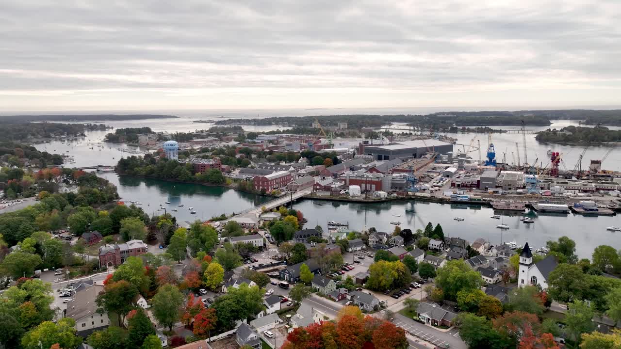 aerial pullout from the portsmouth naval shipyard in kittery maine