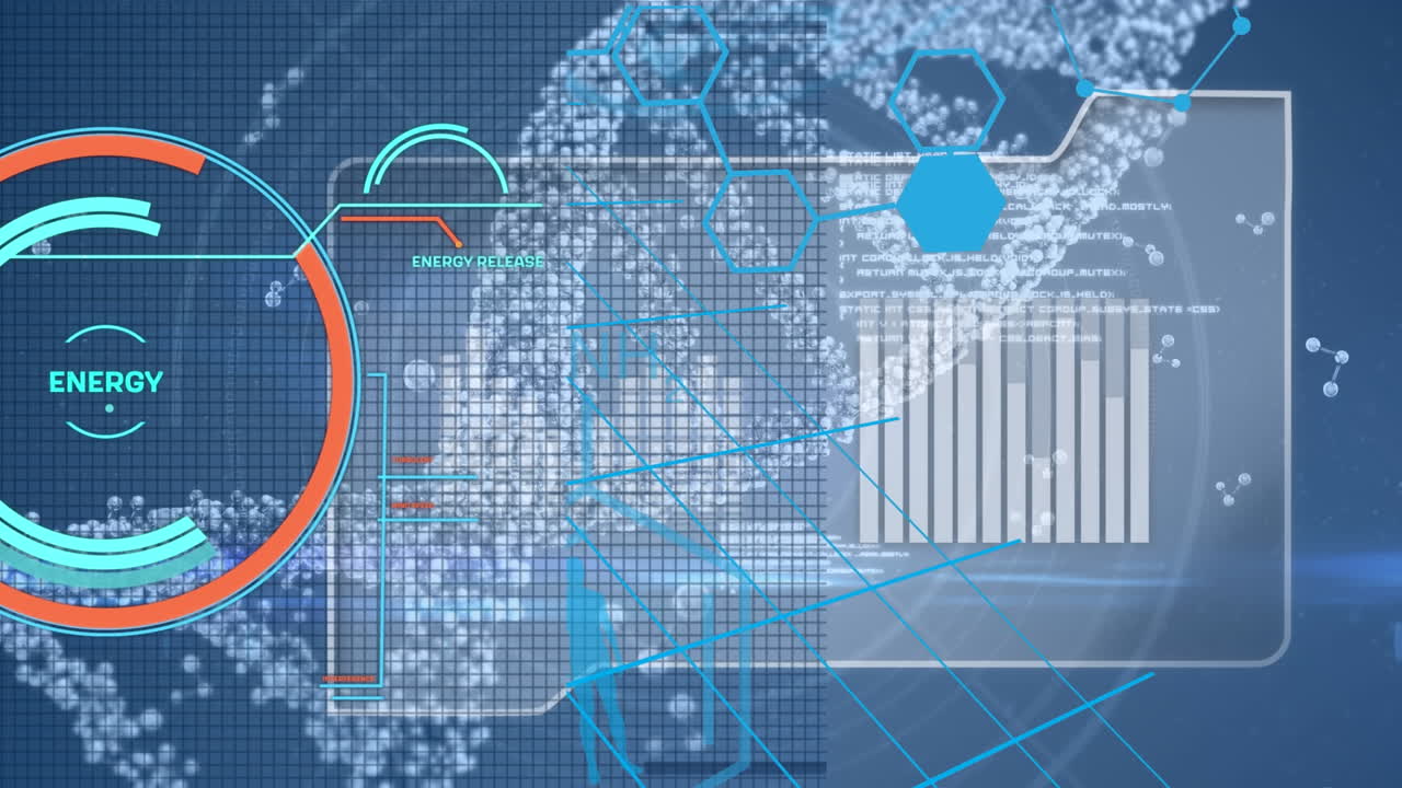 데이터 처리 및 dna 스트랜드에 대한 범위 스캔의 애니메이션