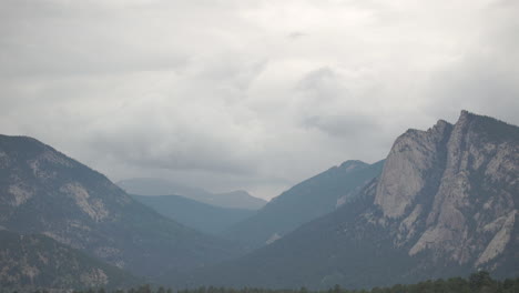 Time-lapse-of-storm-clouds-forming-above-mountain-range